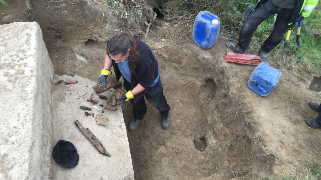SMHS members excavating a pillbox at Cuckmere Haven